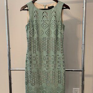 Tahari ASL Laser Cut Suede Lace Dress